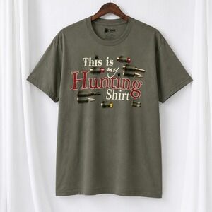 Mens XL Hunting Shirt Green Ammo Bullet Graphic‎ Tee 2nd Amendment Cotton